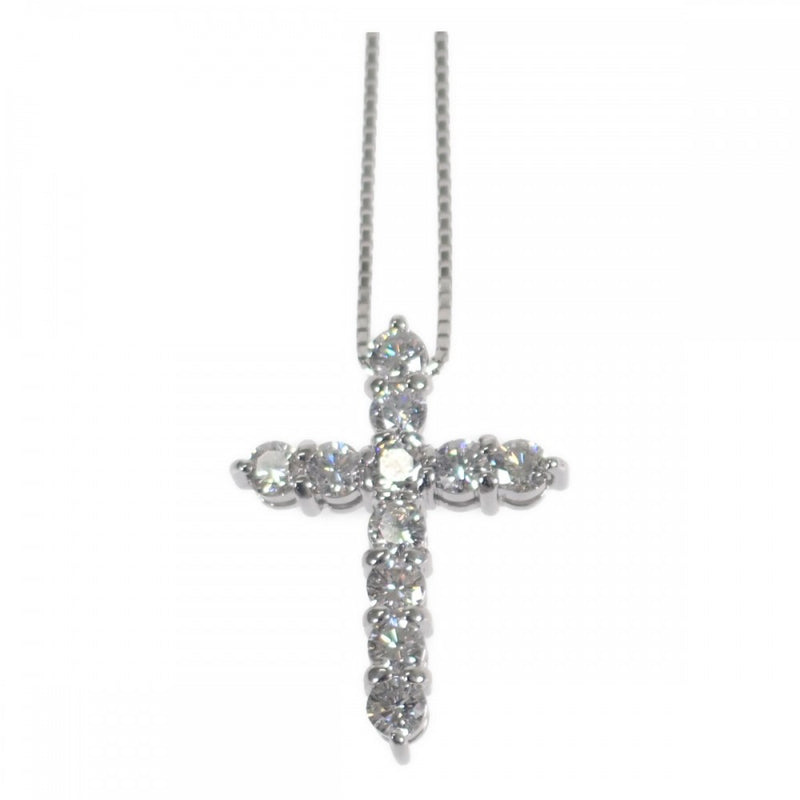 【中古】 クロス デザイン ジュエリー ネックレス K18ホワイトゴールド ダイヤモンド レディース【Aランク】