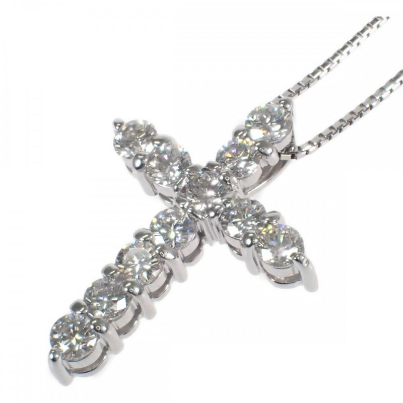 【中古】 クロス デザイン ジュエリー ネックレス K18ホワイトゴールド ダイヤモンド レディース【Aランク】