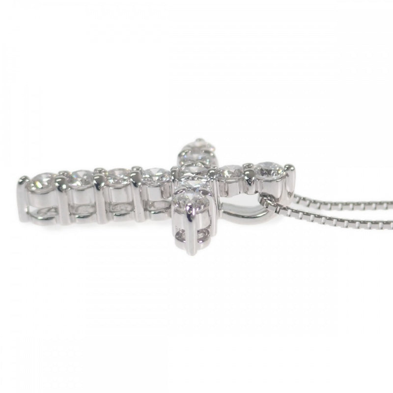 【中古】 クロス デザイン ジュエリー ネックレス K18ホワイトゴールド ダイヤモンド レディース【Aランク】