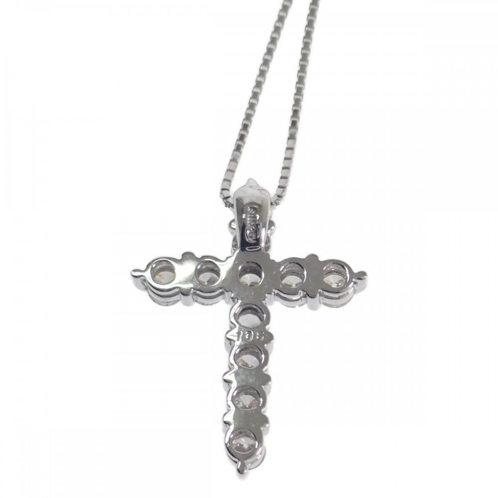 【中古】 クロス デザイン ジュエリー ネックレス K18ホワイトゴールド ダイヤモンド レディース【Aランク】