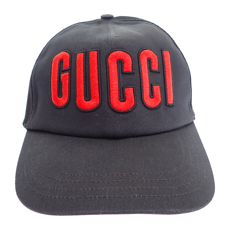 グッチ GUCCI パッチ付きベースボール XL 701324 4HAOY 1060 キャップ コットン ブラック メンズ レディース【中古】【Aランク】