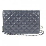 【ABランク】シャネル CHANEL ダイヤココマトラッセ チェーンウォレット A80699 長財布 ラムスキン ブラック シルバー金具 レディース【ISEYA】