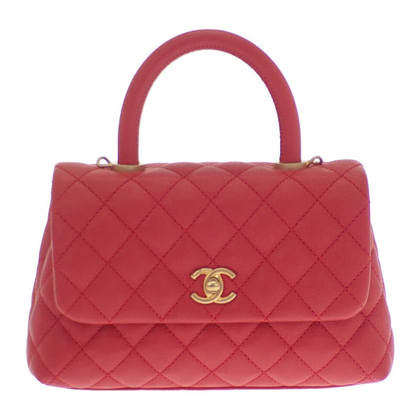 シャネル CHANEL ココハンドルXS A92990 ショルダーバッグ キャビアスキン レッド ゴールド金具 レディース【中古】【ABランク】