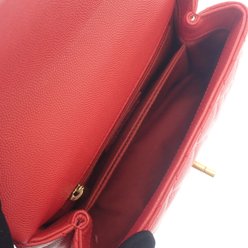 シャネル CHANEL ココハンドルXS A92990 ショルダーバッグ キャビアスキン レッド ゴールド金具 レディース【中古】【ABランク】