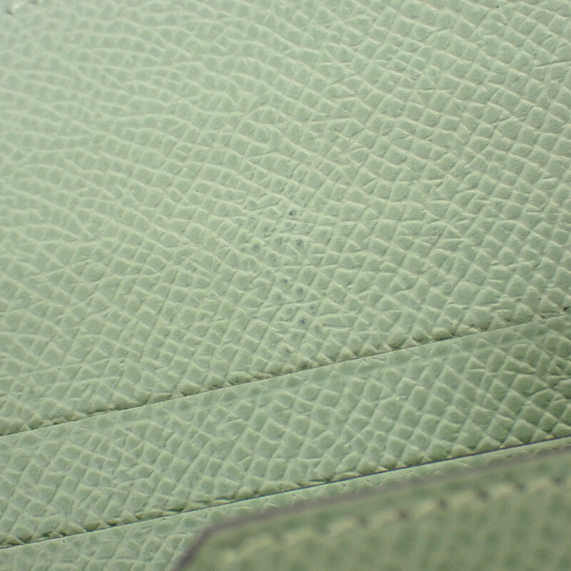 エルメス HERMES ベアンコンパクト 二つ折り財布 ヴォーエプソン グリーン シルバー金具 レディース メンズ【中古】【Aランク】