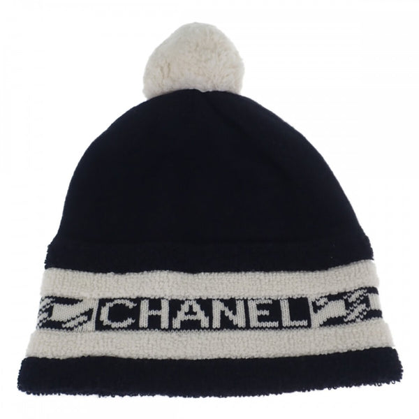 【ABランク】シャネル CHANEL ロゴ 帽子 AA7298B04639N9704 ニットキャップ カシミヤ ブラック メンズ レディース【ISEYA】