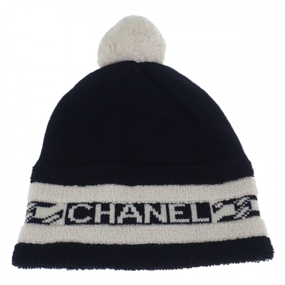 【中古】シャネル CHANEL ロゴ 帽子 AA7298B04639N9704 ニットキャップ カシミヤ ブラック メンズ レディース【ABランク】