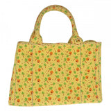 プラダ PRADA カナパ ヤシの木柄 ミニ 1BG439 2WAYバッグ ハンドバッグ  ショルダーバッグ コットン イエロー ゴールド金具 レディース【中古】【ABランク】