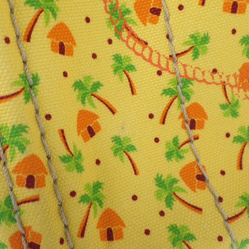 プラダ PRADA カナパ ヤシの木柄 ミニ 1BG439 2WAYバッグ ハンドバッグ  ショルダーバッグ コットン イエロー ゴールド金具 レディース【中古】【ABランク】