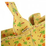 プラダ PRADA カナパ ヤシの木柄 ミニ 1BG439 2WAYバッグ ハンドバッグ  ショルダーバッグ コットン イエロー ゴールド金具 レディース【中古】【ABランク】