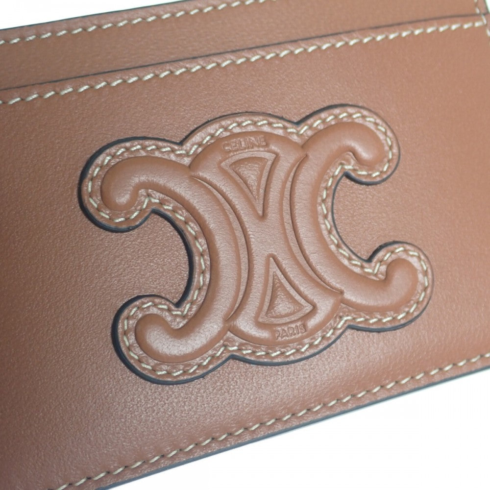 セリーヌ CELINE カードホルダー 10B703EMJ.04LU カードケース ラムスキン タン レディース【中古】【Sランク】