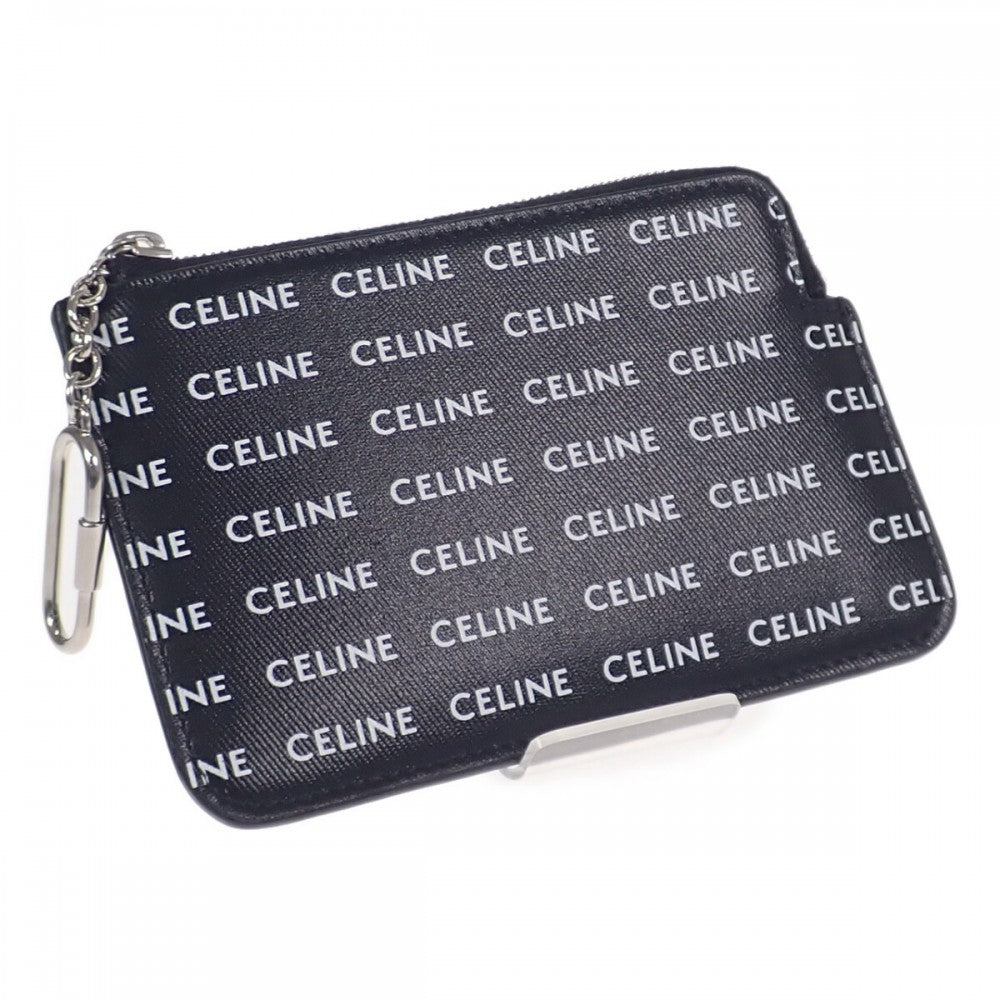 【中古】セリーヌ CELINE フック付きコイン＆カードポーチ 10B772DTN.38AW コインケース PVC ブラック シルバー金具 レディース【Aランク】