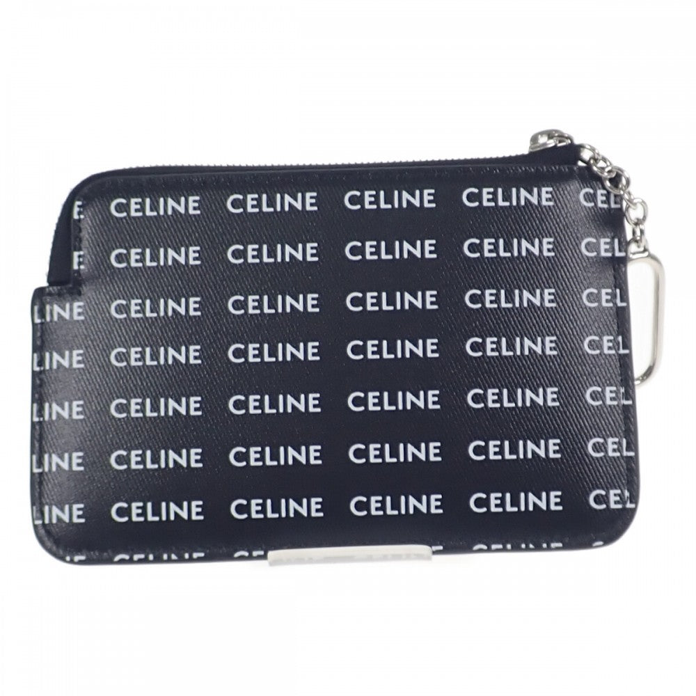 セリーヌ CELINE フック付きコイン＆カードポーチ 10B772DTN.38AW コインケース PVC ブラック シルバー金具 レディース【中古】【Aランク】