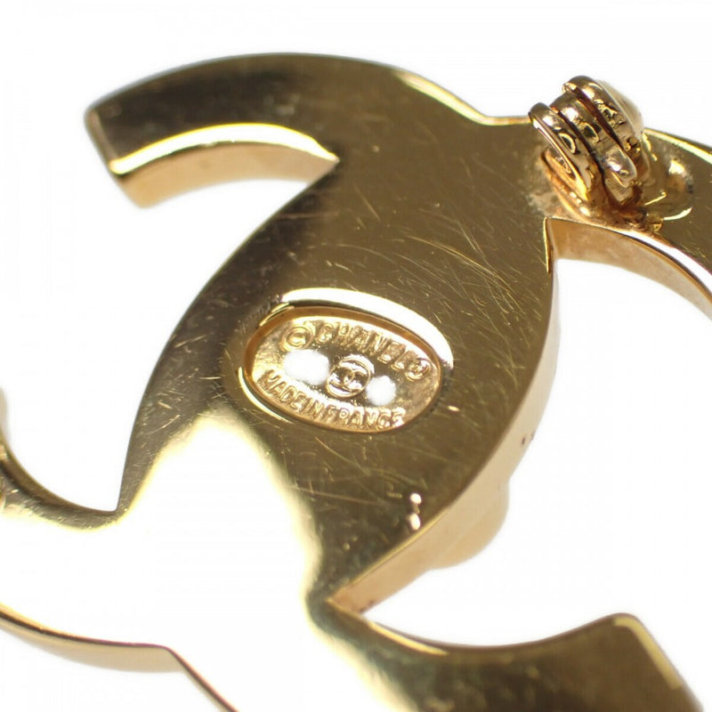 シャネル CHANEL CCターンロック ブローチ GP ラインストーン ゴールド レディース【中古】【ABランク】