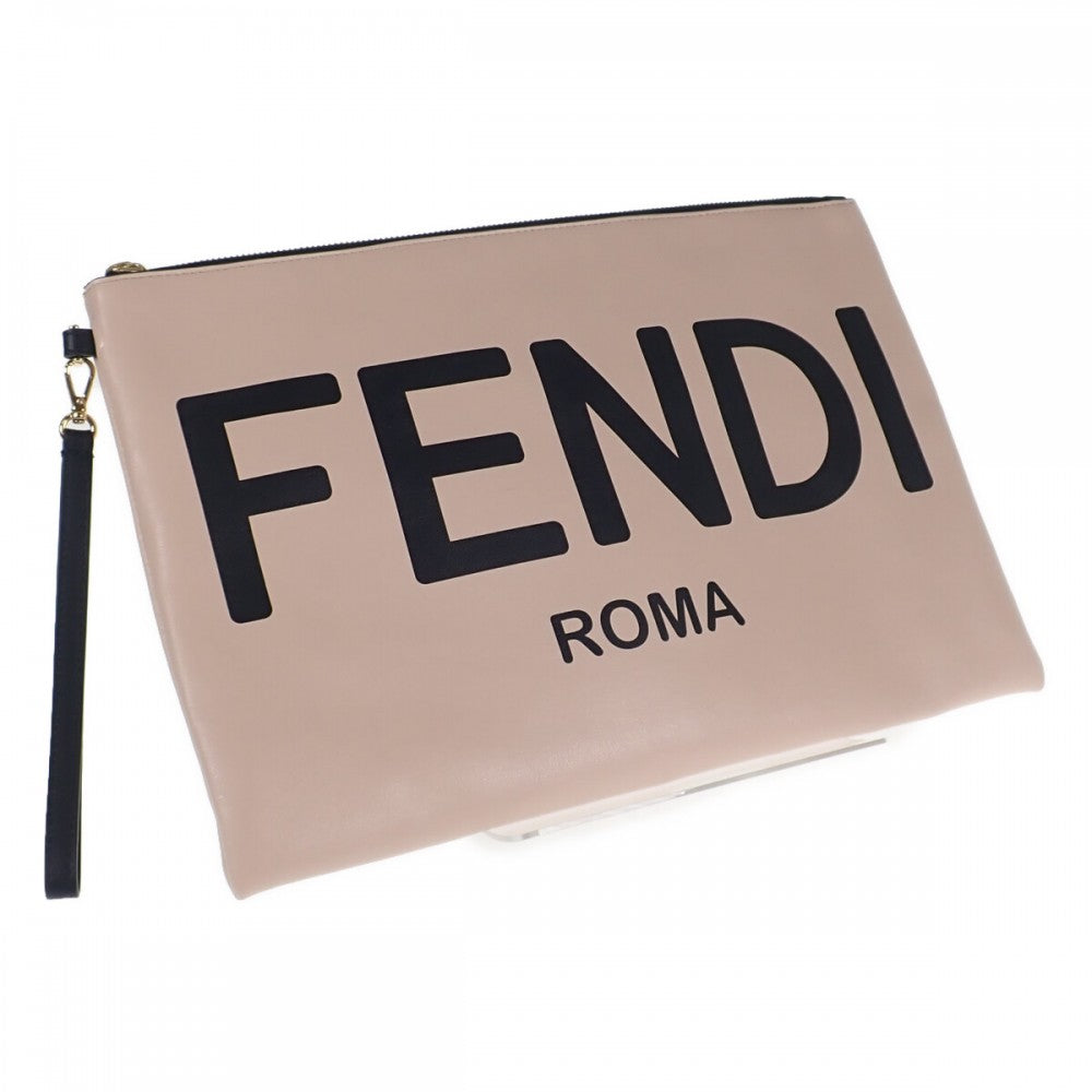 【中古】フェンディ FENDI フラットポーチ ラージ 8N0178 AEHR ポーチ クラッチバッグ カーフ ピンク メンズ レディース【ABランク】