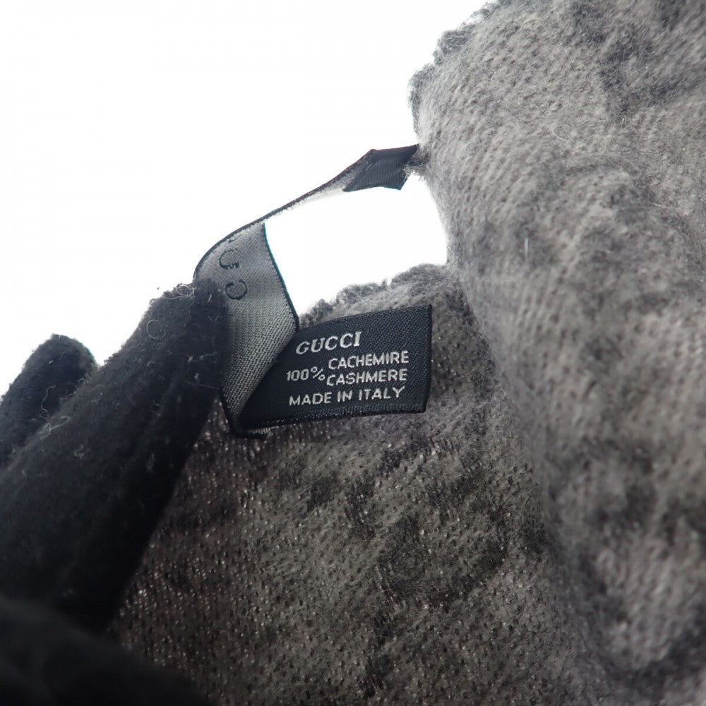 グッチ GUCCI GG柄 マフラー カシミヤ グレー メンズ レディース【中古】【ABランク】