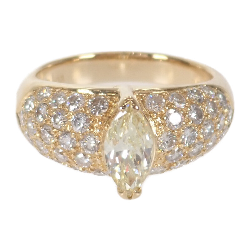 デザイン ジュエリー マーキスカット リング K18イエローゴールド 13号 ダイヤモンド ダイヤモンド レディース【中古】【Aランク】