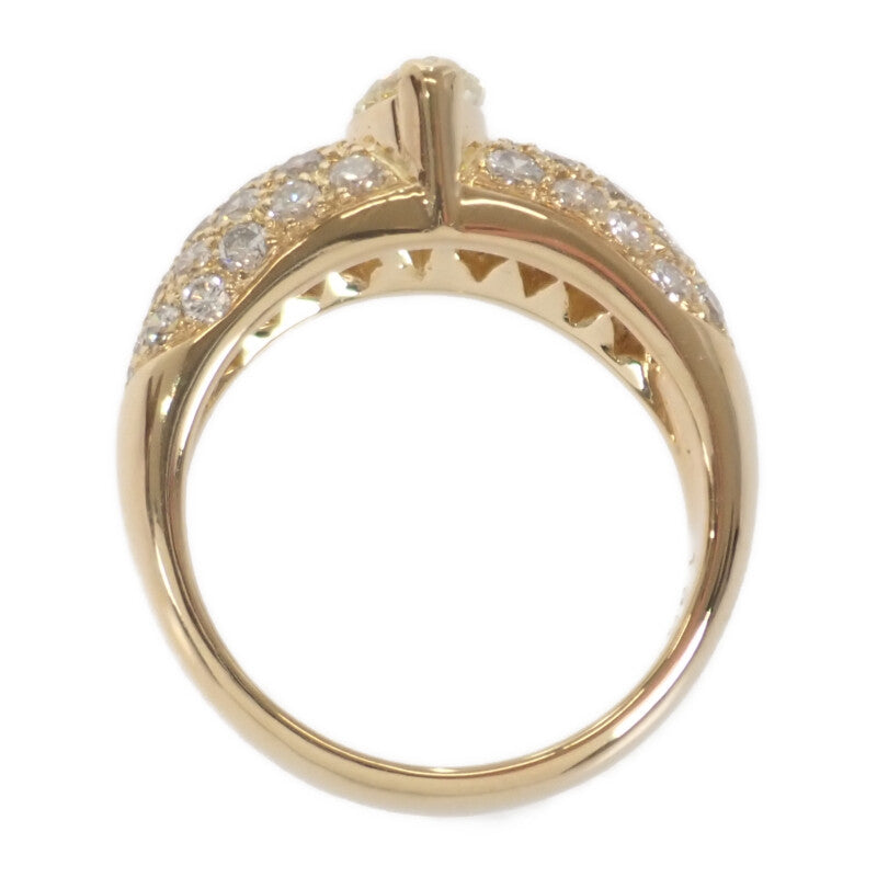 デザイン ジュエリー マーキスカット リング K18イエローゴールド 13号 ダイヤモンド ダイヤモンド レディース【中古】【Aランク】