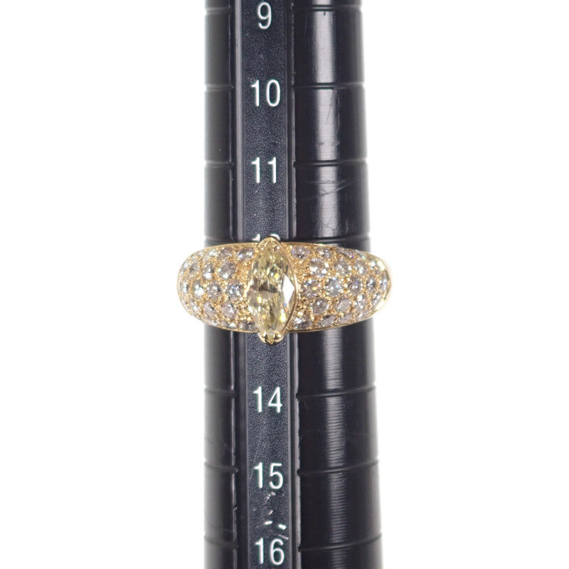Designer Jewelry Marquise Cut 13号 Ring K18 Yellow Gold Diamond Ladies