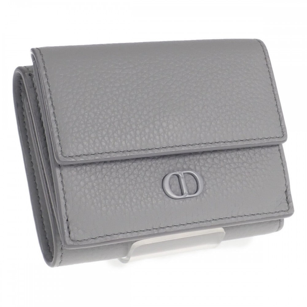 クリスチャンディオール Christian Dior ウォレット 2ESBC110CDI_H810 三つ折り財布 カーフ ライトグレー レディース【中古】【Aランク】