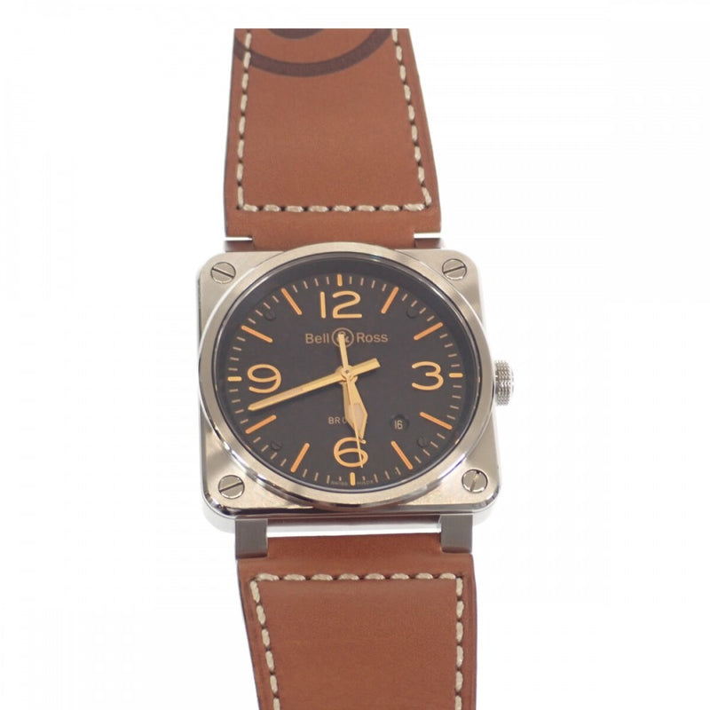 【Aランク】ベル＆ロス Bell＆Ross ゴールデンヘリテージ BR03-92GOLDENHERI-CA 腕時計 ステンレススチール レザー 自動巻き ブラック文字盤 メンズ【ISEYA】