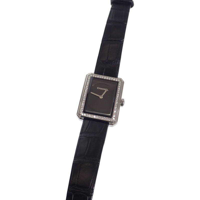 ボーイフレンド レディース 腕時計 H4883 SS レザーベルト ブラック文字盤 クォーツ 防水30m【ISEYA】