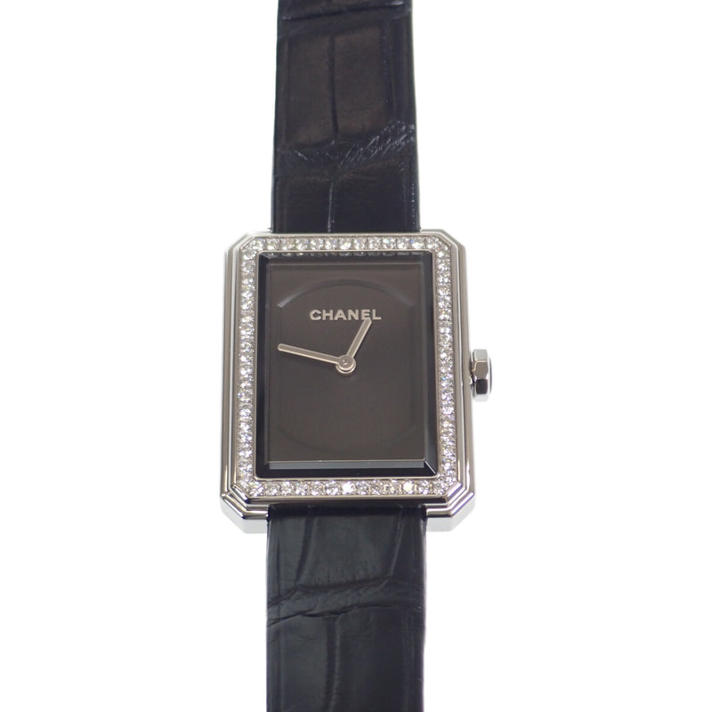 ボーイフレンド レディース 腕時計 H4883 SS レザーベルト ブラック文字盤 クォーツ 防水30m【ISEYA】