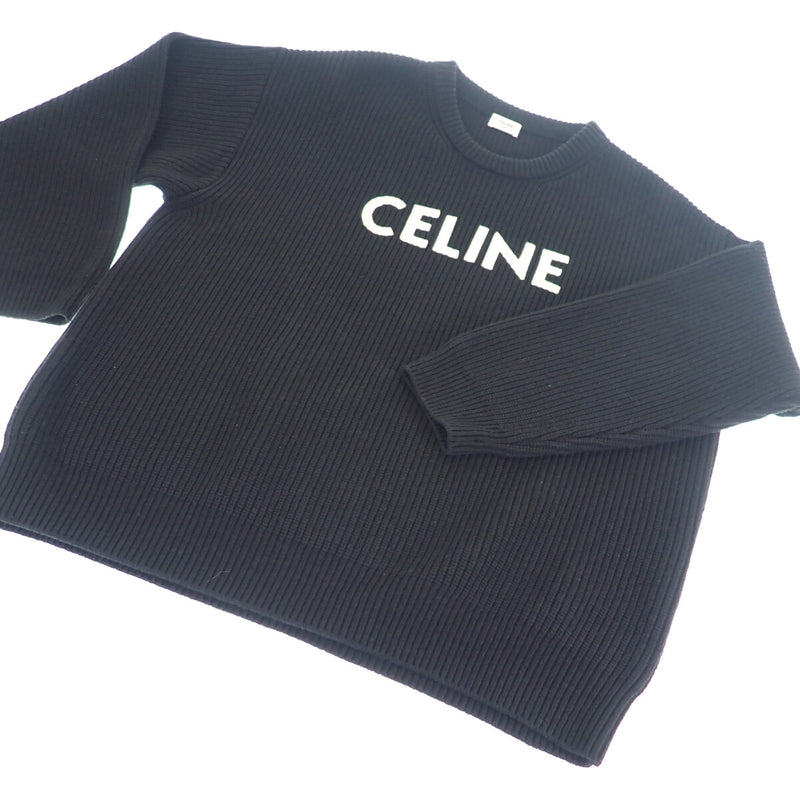 【ABランク】CELINE セリーヌ エンブロイダリー オーバーサイズセーター 2A19R423P.38NO  ウール100％ ブラック サイズM ロゴニット【ISEYA】