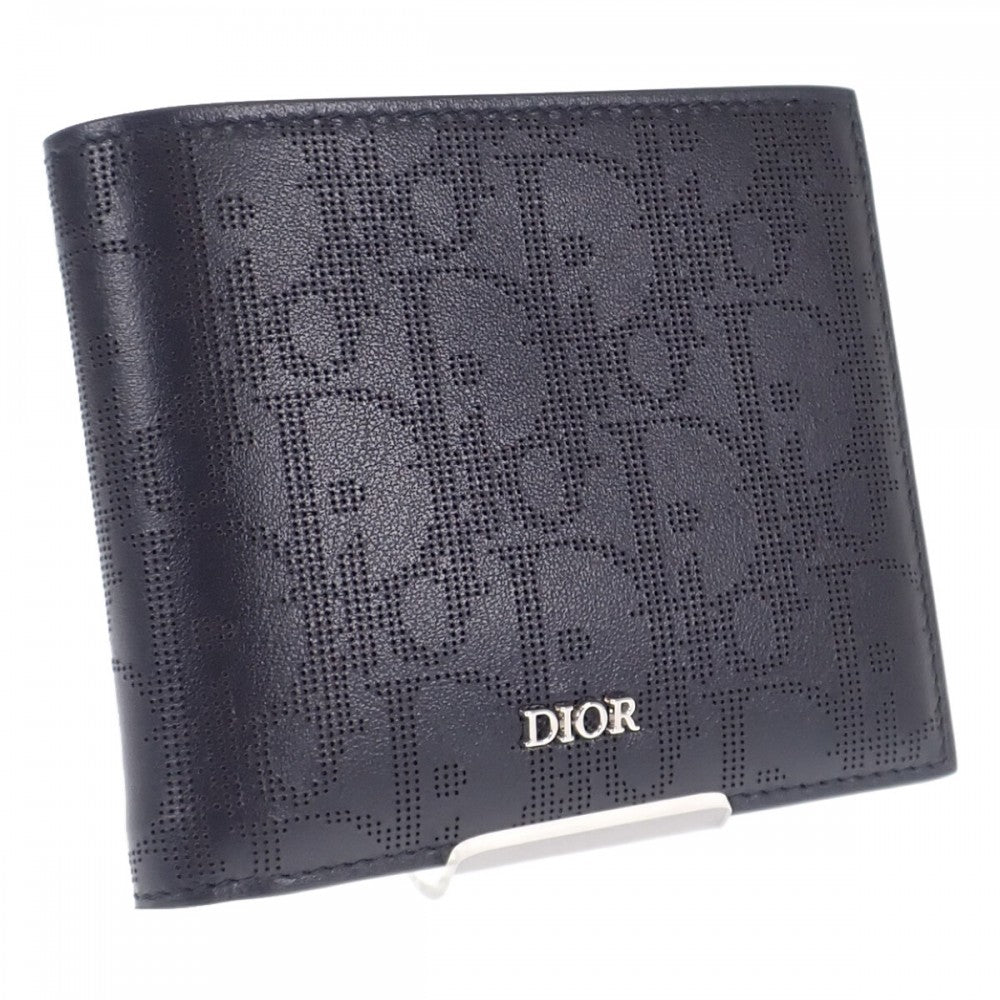 ディオール Dior コインケース付きウォレット 2ESBC027VPD_H03E 二つ折り財布 カーフ ブラック メンズ【中古】【SAランク】