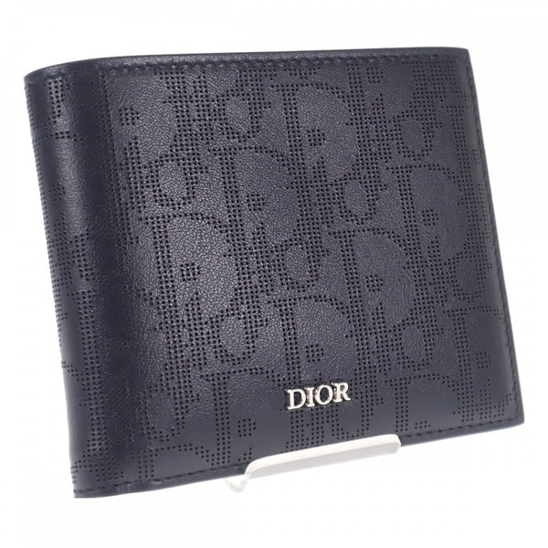 【中古】ディオール Dior コインケース付きウォレット 2ESBC027VPD_H03E 二つ折り財布 カーフ ブラック メンズ【SAランク】