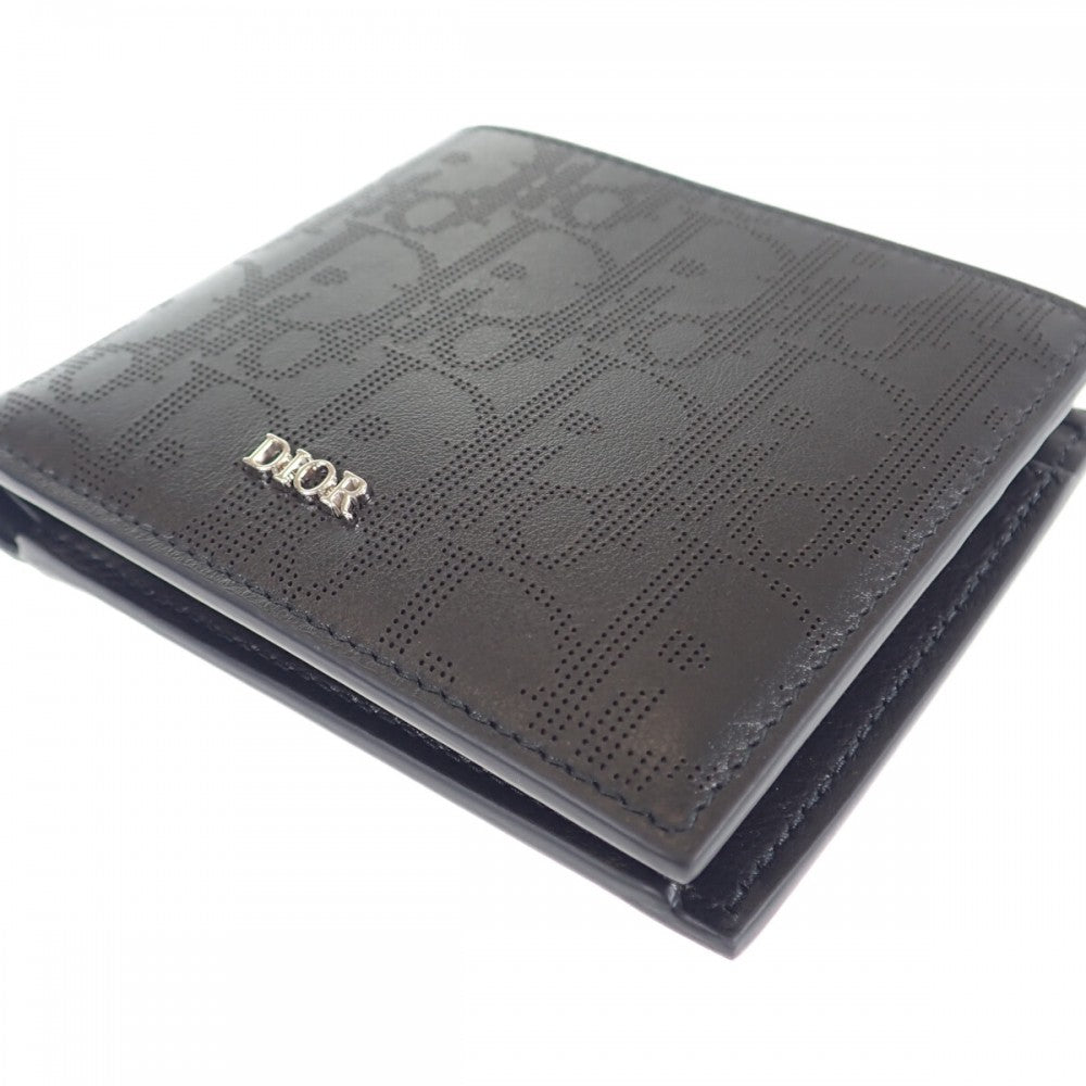 ディオール Dior コインケース付きウォレット 2ESBC027VPD_H03E 二つ折り財布 カーフ ブラック メンズ【中古】【SAランク】
