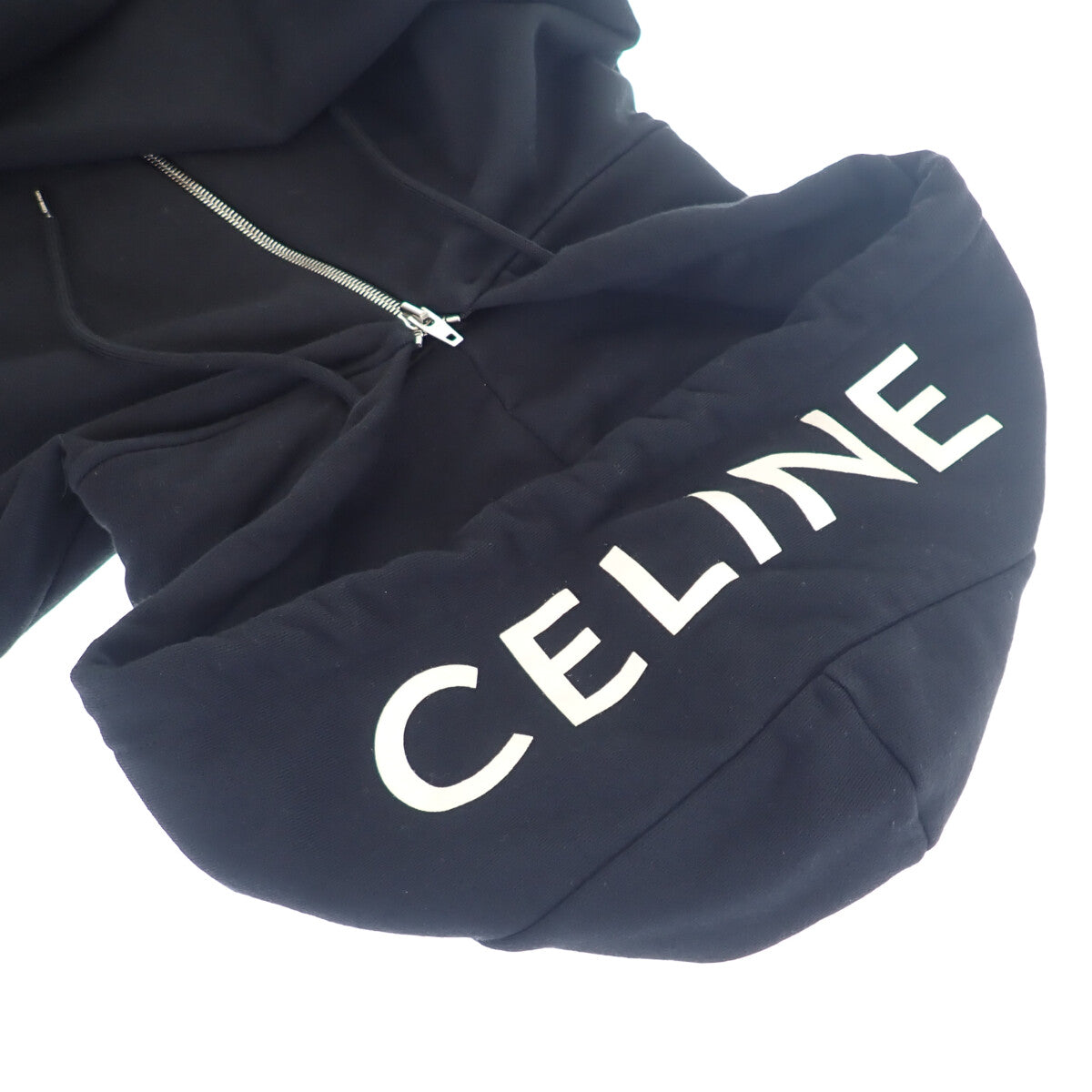 CELINE ブラック ジップアップパーカー　Ｓ CELINE ブラック ジップアップパーカー S CELINE ジップパーカー S