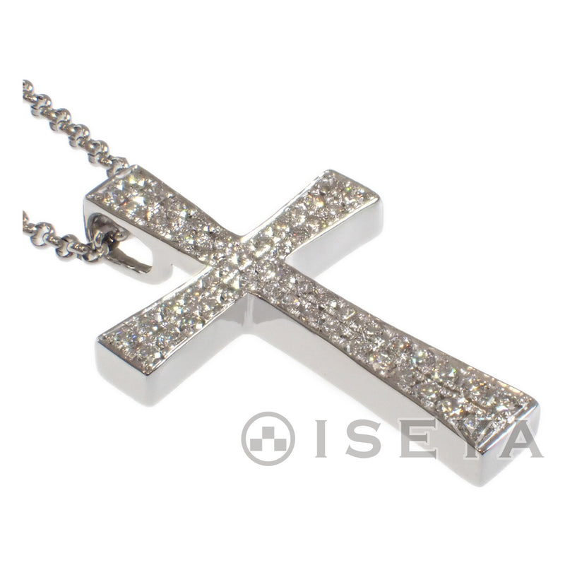 K18WG クロス 十字架 デザイン ネックレス ペンダント ダイヤモンド 