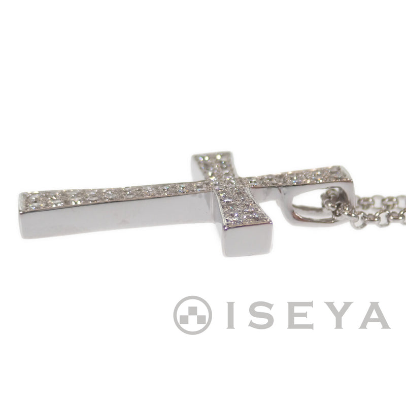 K18WG クロス 十字架 デザイン ネックレス ペンダント ダイヤモンド