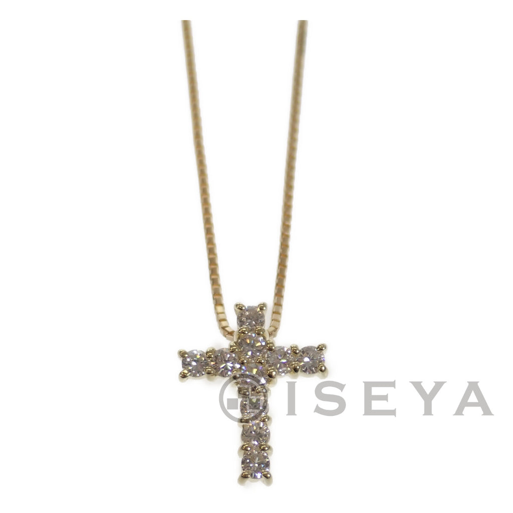 K18YG クロス 十字架 デザイン ネックレス ペンダント ダイヤモンド