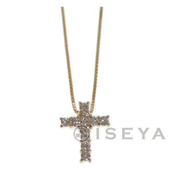 K18YG クロス 十字架 デザイン ネックレス ペンダント ダイヤモンド0.33ct レディース ジュエリー アクセサリー【ISEYA】