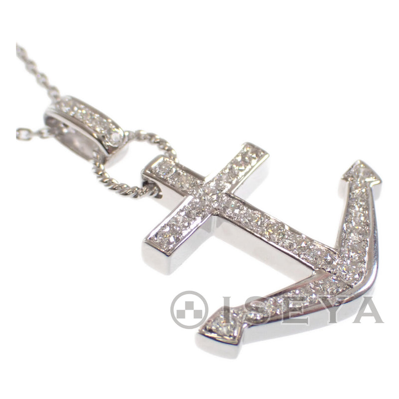 【Aランク】K18WG アンカー 錨 デザイン ネックレス ペンダント ダイヤモンド0.43ct レディース ジュエリー アクセサリー【ISEYA】