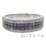デザインリング 指輪 K18WG ブラックダイヤモンド サイズ棒約19号 メンズ ジュエリー アクセサリー 【ISEYA】