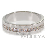 デザインリング 指輪 K18PG Pt950 ダイヤモンド サイズ棒約20号 メンズ ジュエリー アクセサリー 【ISEYA】