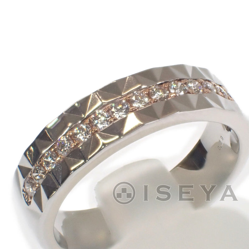 【Aランク】デザインリング 指輪 K18PG Pt950 ダイヤモンド サイズ棒約20号 メンズ ジュエリー アクセサリー 【ISEYA】