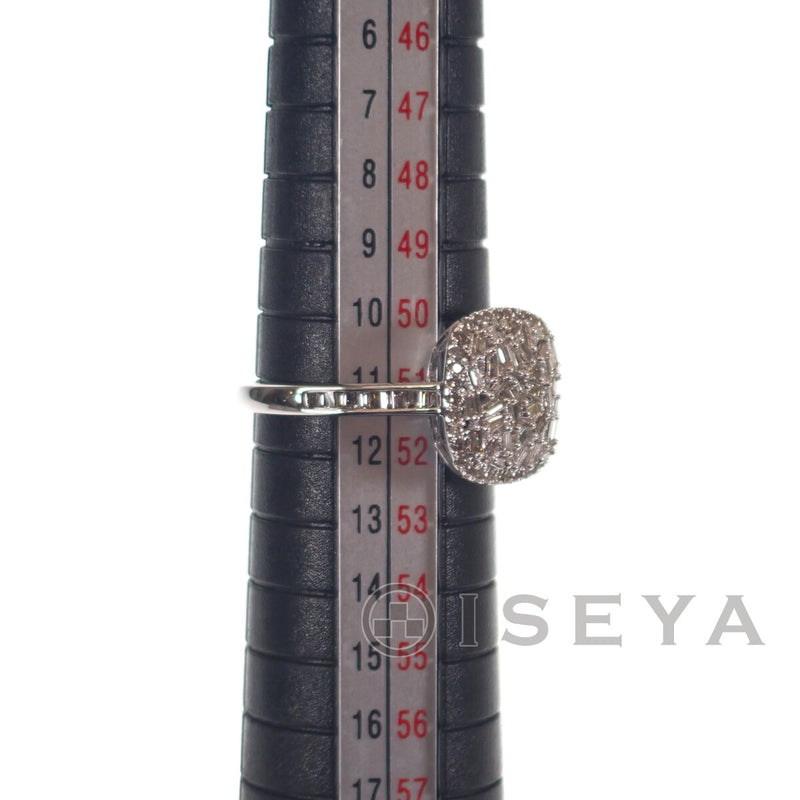 【Aランク】K18WG スクエア デザイン リング 指輪 ダイヤモンド0.45ct テーパーダイヤモンド サイズ棒約11号 レディース ジュエリー【ISEYA】