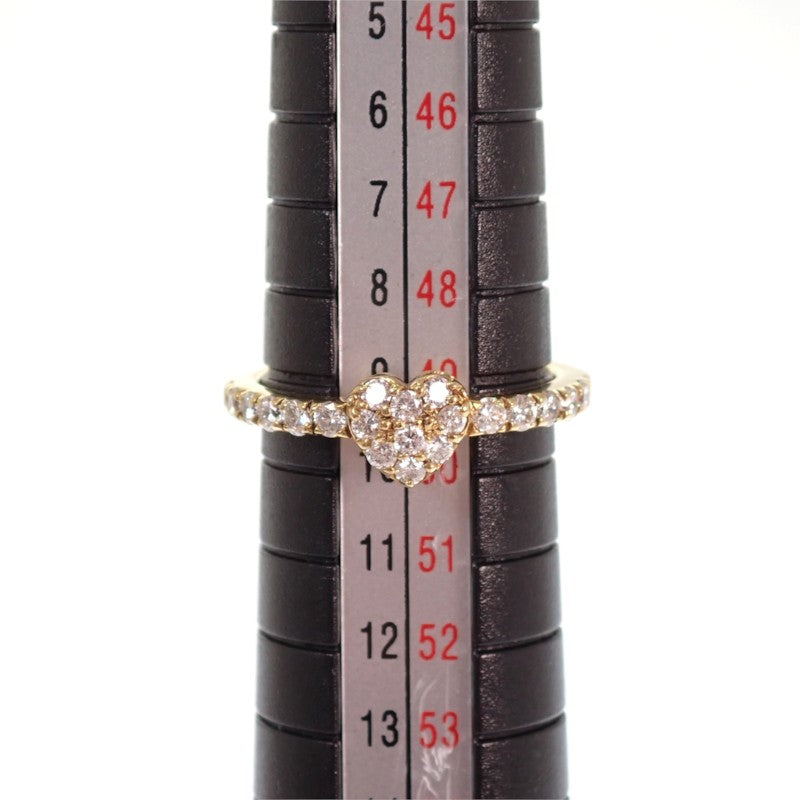 デザインジュエリー ハートモチーフ 9号 リング K18イエローゴールド ダイヤモンド レディース【中古】【Aランク】