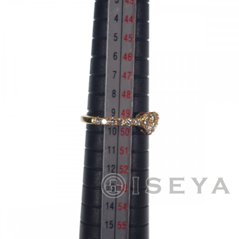 【中古】 デザインリング ハートモチーフ リング K18イエローゴールド 9号 ダイヤモンド 約9号 レディース【Aランク】