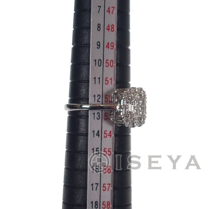 スクエアモチーフ デザインリング 指輪 K18WG ダイヤモンド0.65ct サイズ棒約12号 レディース ジュエリー アクセサリー【ISEYA】