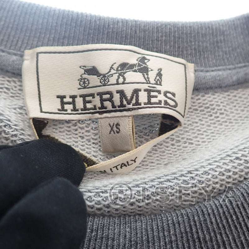 【Aランク】エルメス HERMES トレーナー 2019SS ホースビット トップス スウェット コットン ラムスキン グレー XS メンズ【ISEYA】