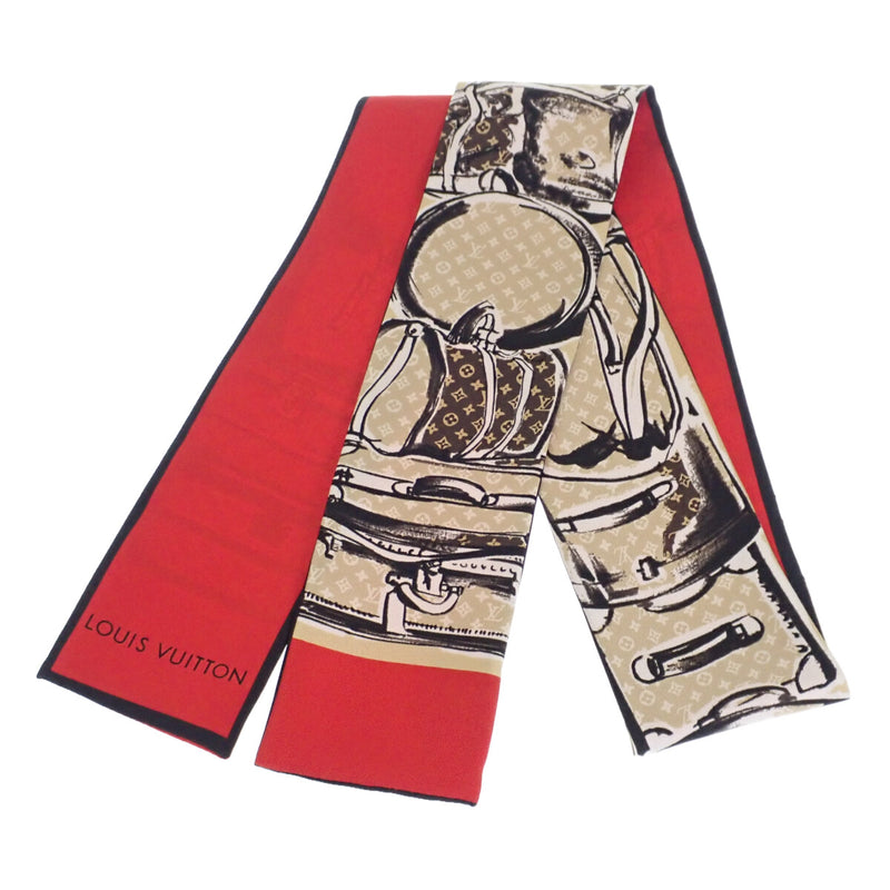 モノグラム【美品】ルイヴィトン バンドー トランク スカーフ 赤×ベージュ M73964