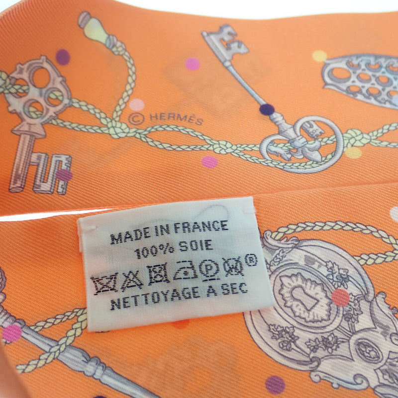 ツイリー スカーフ Les Cles a Pois シルク100％ オレンジ レディース 小物 ブランド ファッション【ISEYA】