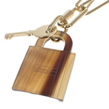 エルメス HERMES アミュレット パドロックGM ネックレス バッファローホーン ブラウン ゴールド レディース【中古】【SAランク】