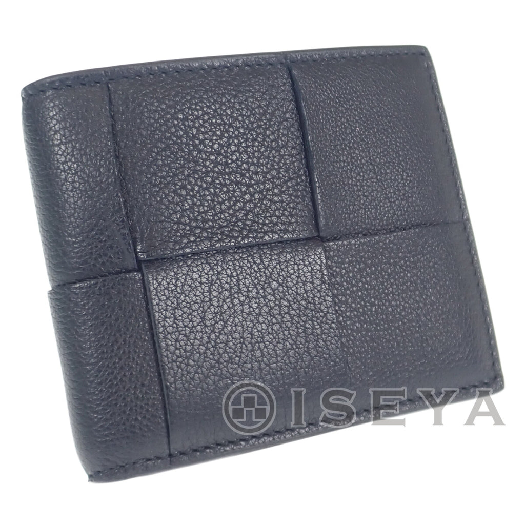 メンズレディースユニセックスBOTTEGA VENETA カセット コインパース付き二つ折りウォレット 黒