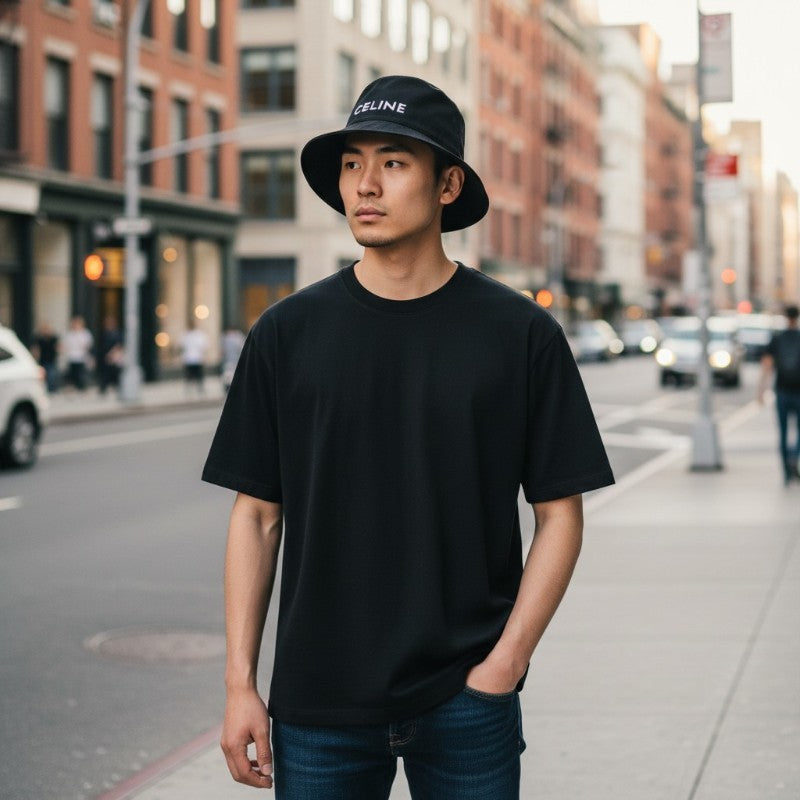 セリーヌ CELINE バケットハット M 2AU5B968P.38UB ハット ギャバジンコットン ブラック メンズ【中古】【Sランク】